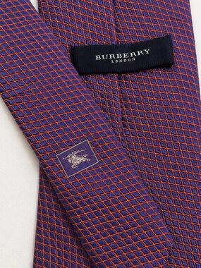 Burberry Purple and Orange Geometric Silk Tie